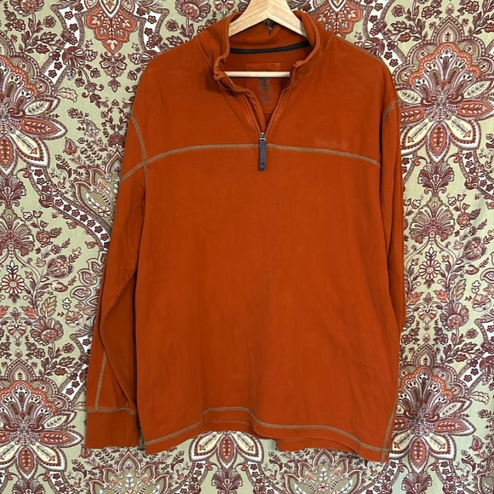 TIMBERLAND L burnt orange pullover 3/4 zip jacket or sweatshirt